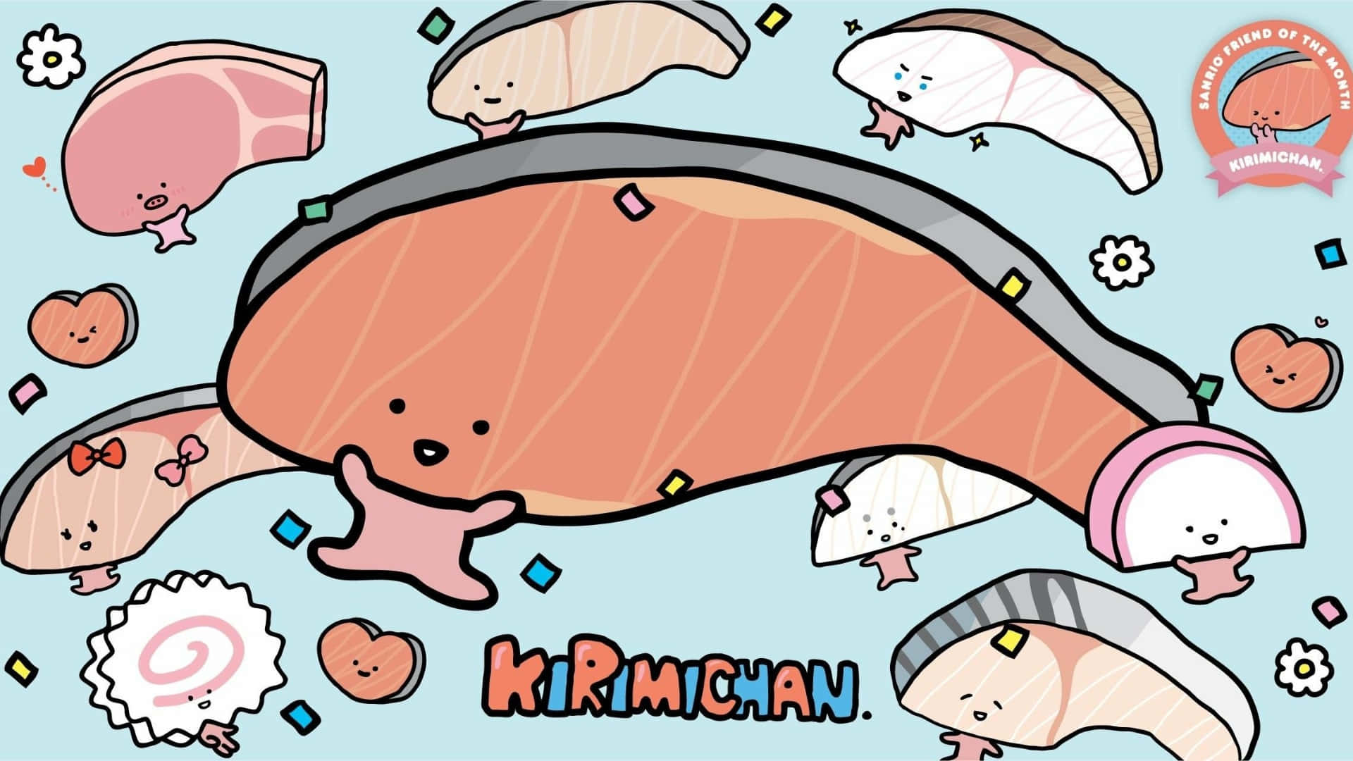 Kirimichan, salmon, anthropomorphic fish slices, Full HD Desktop Wallpaper