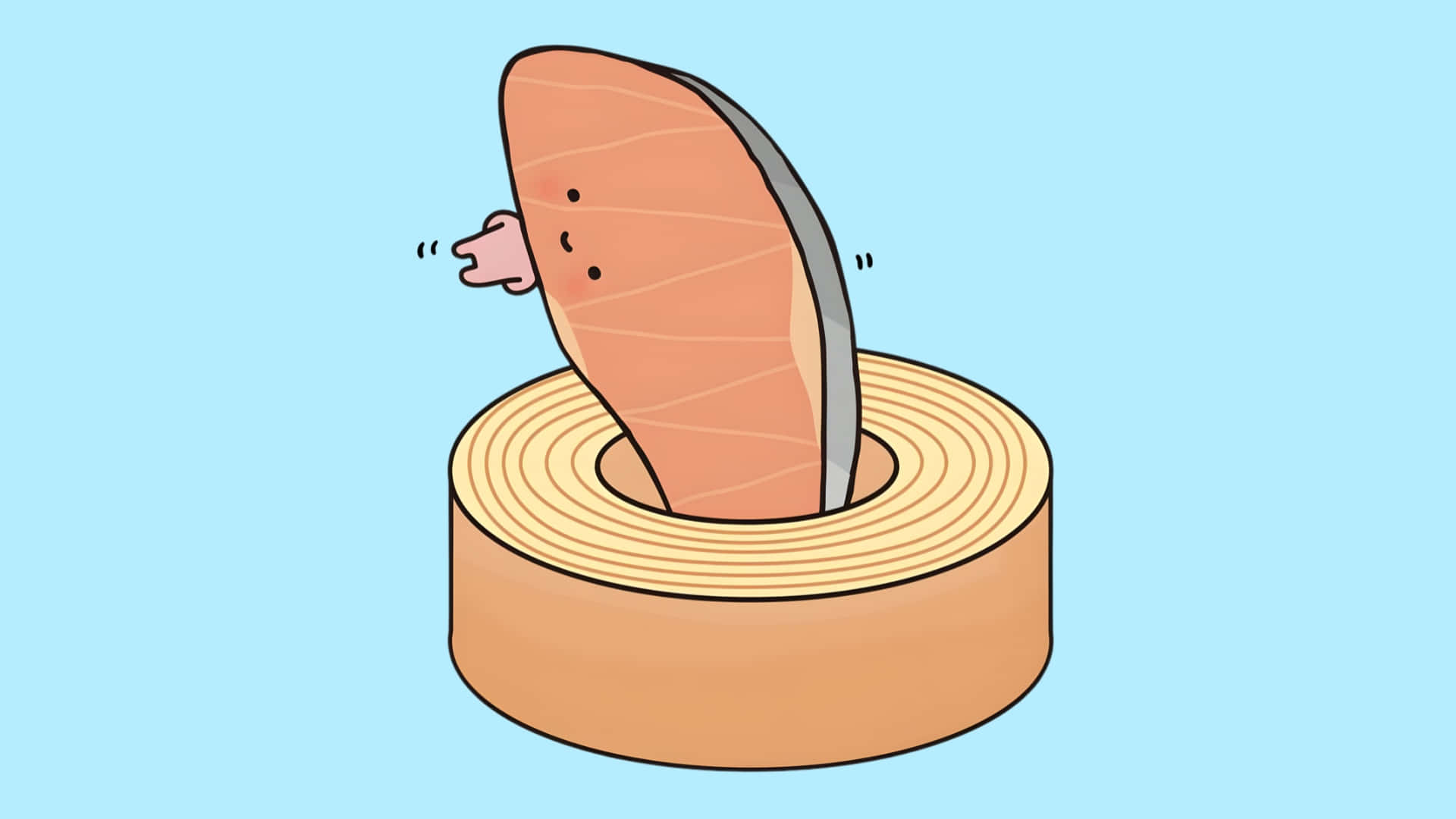 Kirimichan, salmon, wooden spool, Full HD Desktop Wallpaper