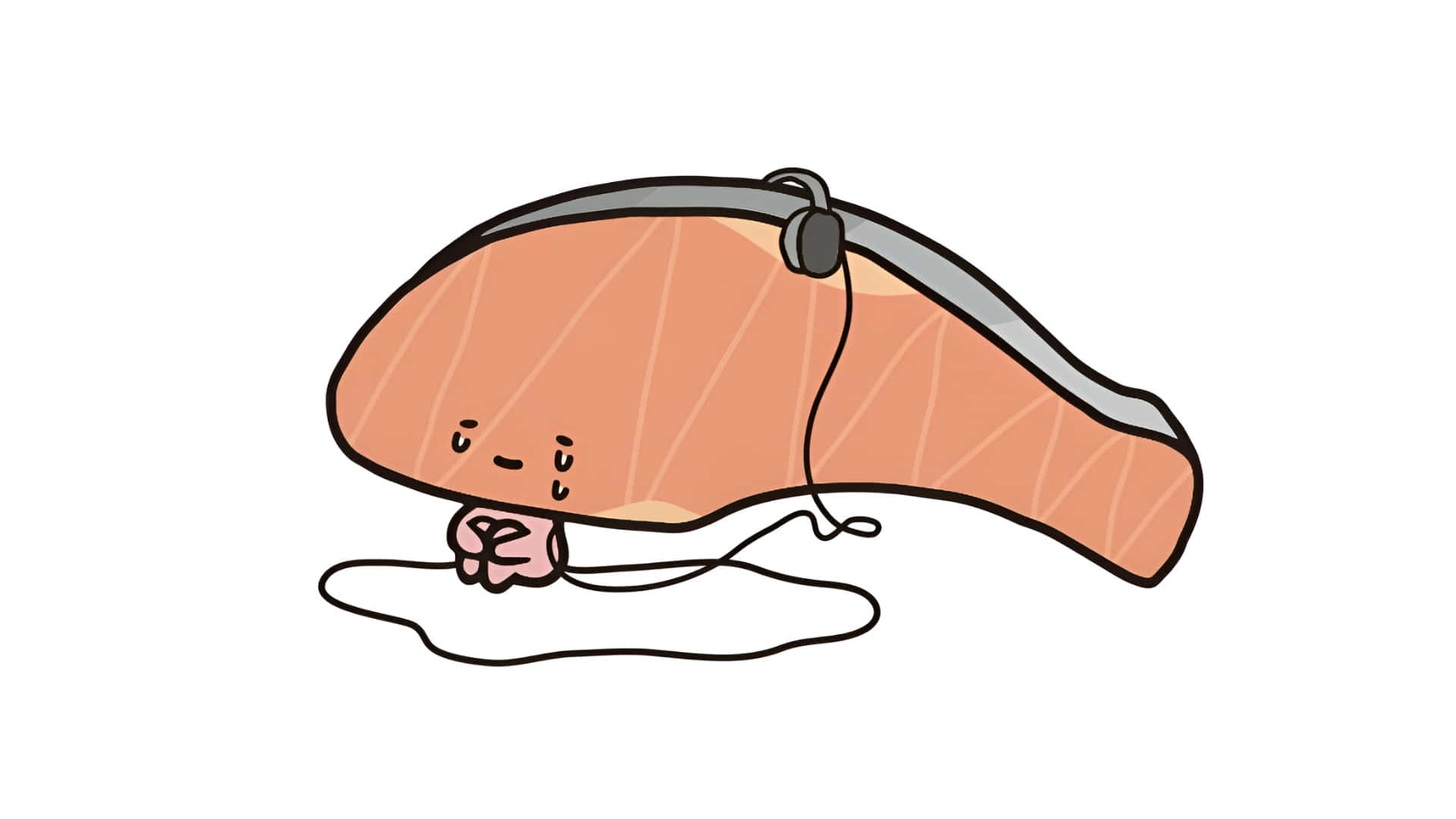 Kirimichan, cute salmon character, gray headband, Full HD Desktop Wallpaper