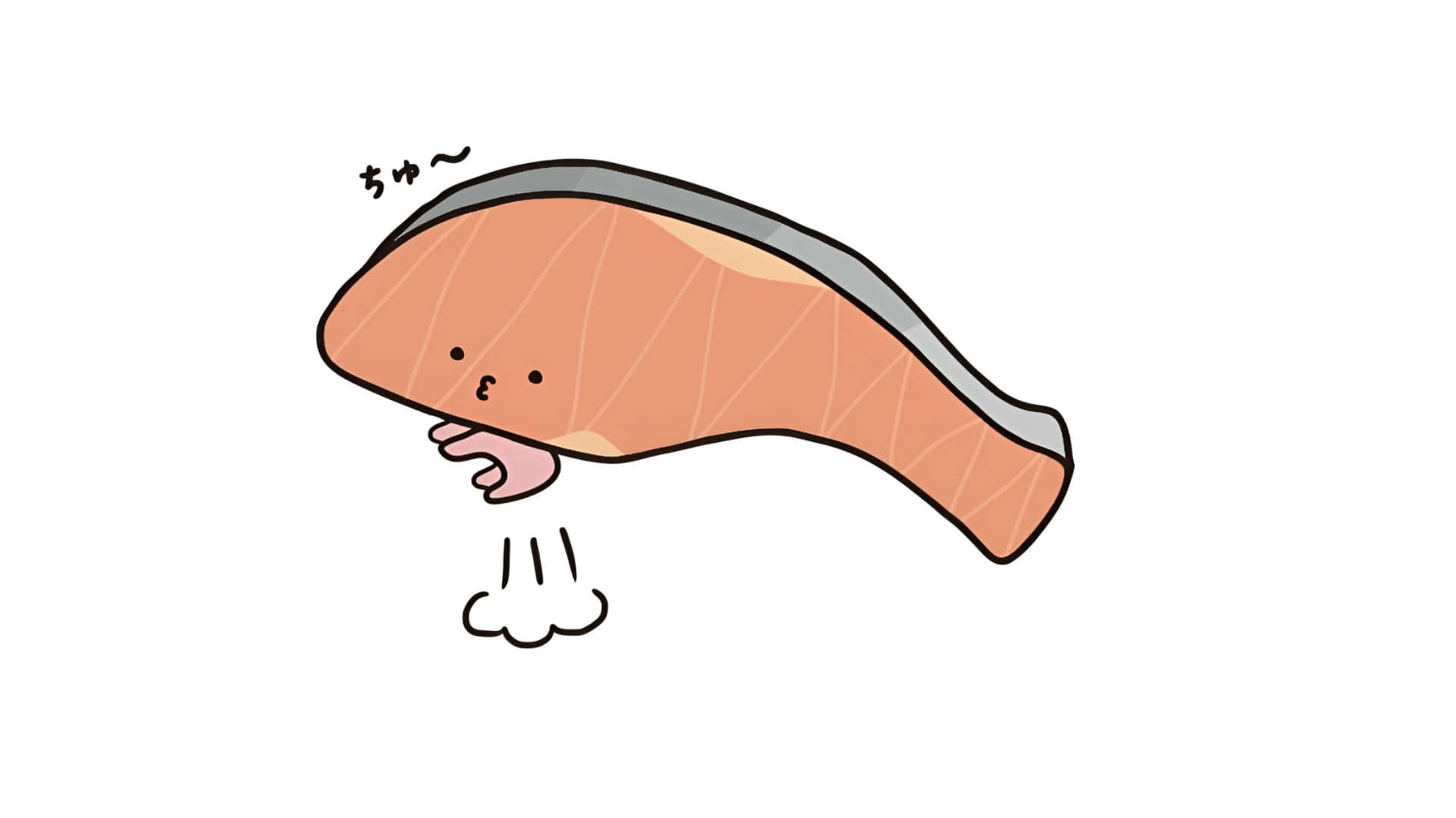 Kirimichan, cute salmon character, cartoon salmon fillet, Full HD Desktop Wallpaper