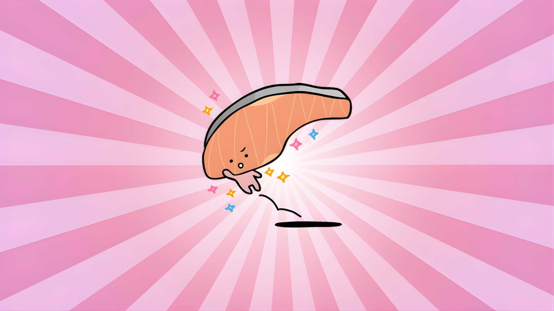 Kirimichan, cute animated salmon, black hole, Full HD Desktop Wallpaper