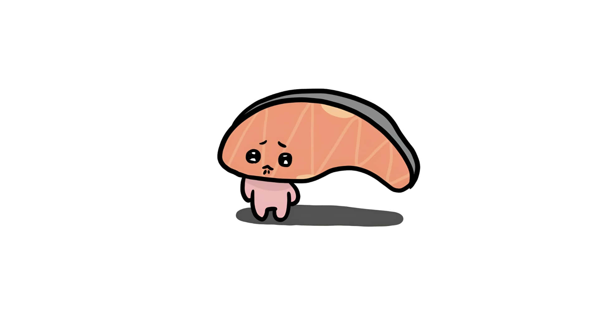 Kirimichan, cute salmon character, cartoon salmon sushi piece, Full HD Desktop Wallpaper