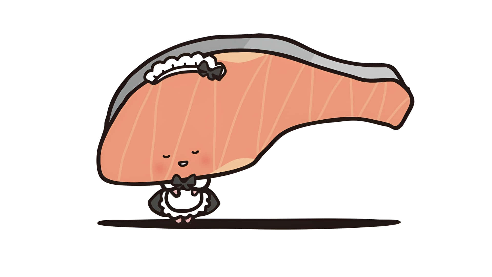 Kirimichan, cute salmon character, maid outfit, Full HD Desktop Wallpaper