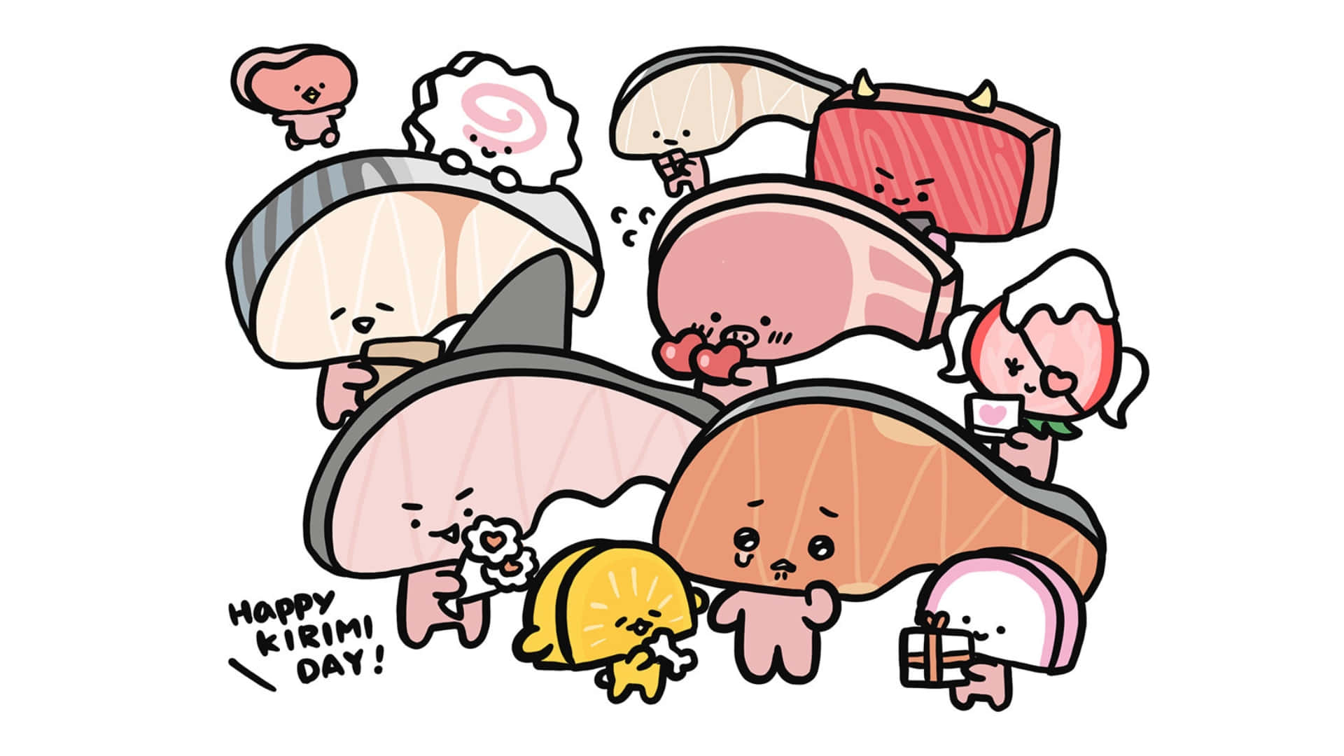 Kirimichan, anthropomorphic sushi, meat pieces, Full HD Desktop Wallpaper