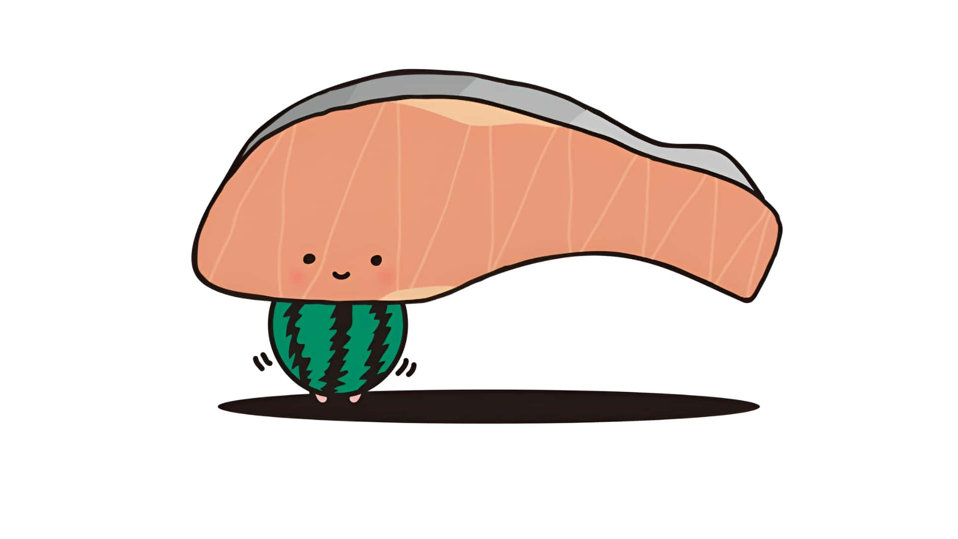 Kirimichan, cute salmon character, cartoon salmon slice, Full HD Desktop Wallpaper