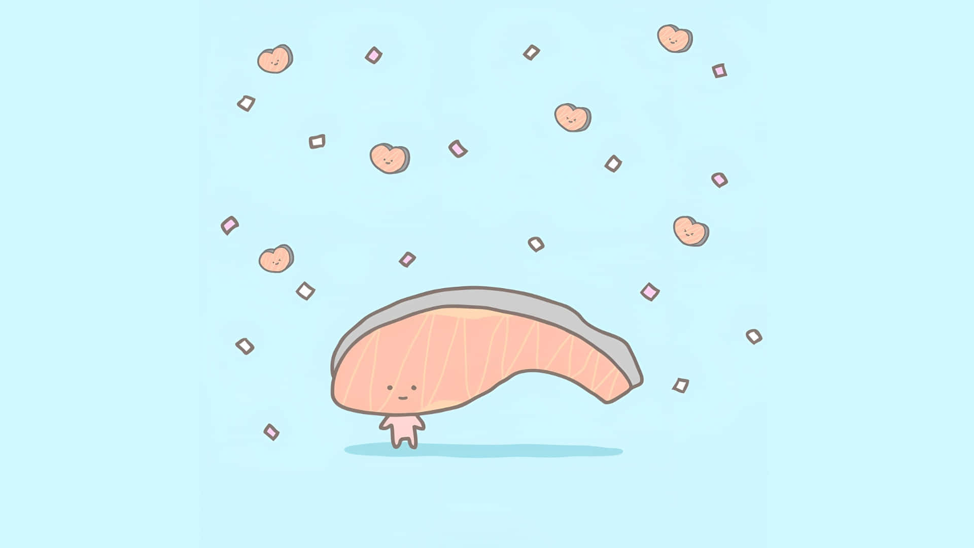 Kirimichan, salmon, pink hearts, Full HD Desktop Wallpaper