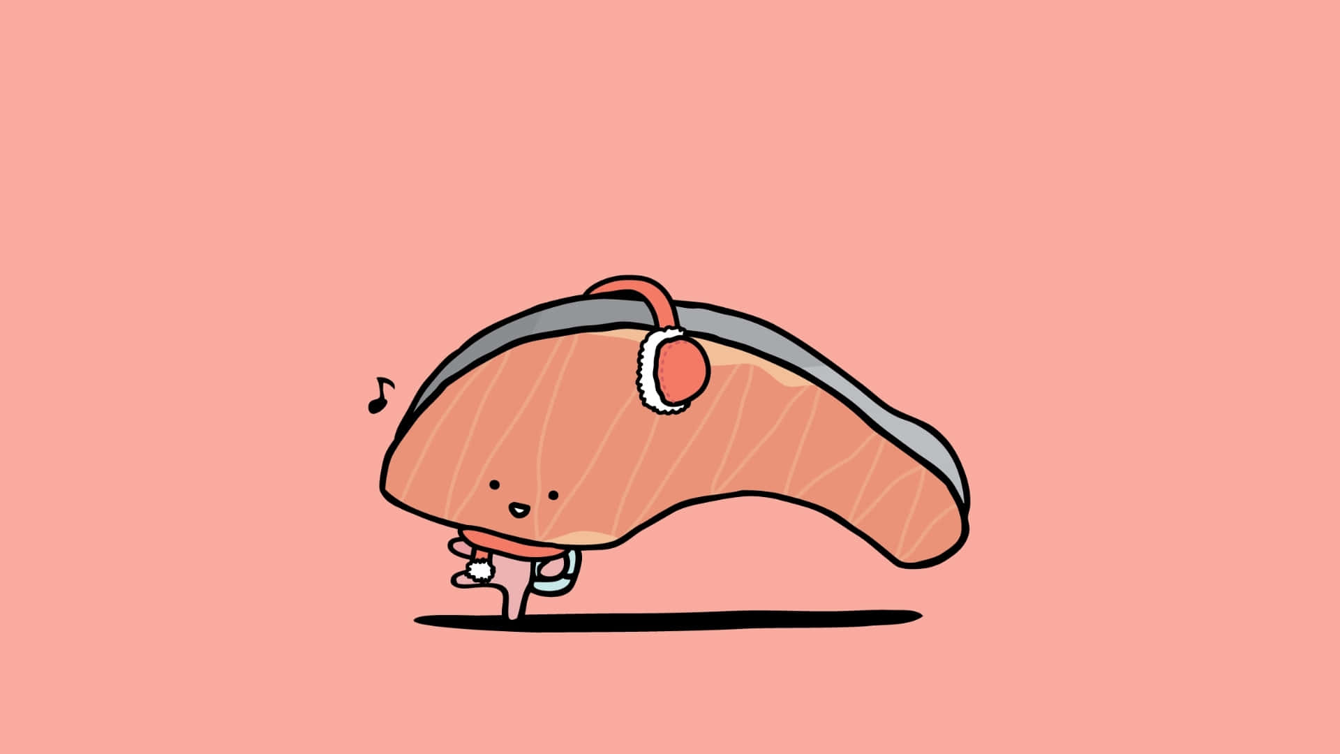 Kirimichan, cute taco character, cartoon salmon slice, Full HD Desktop Wallpaper