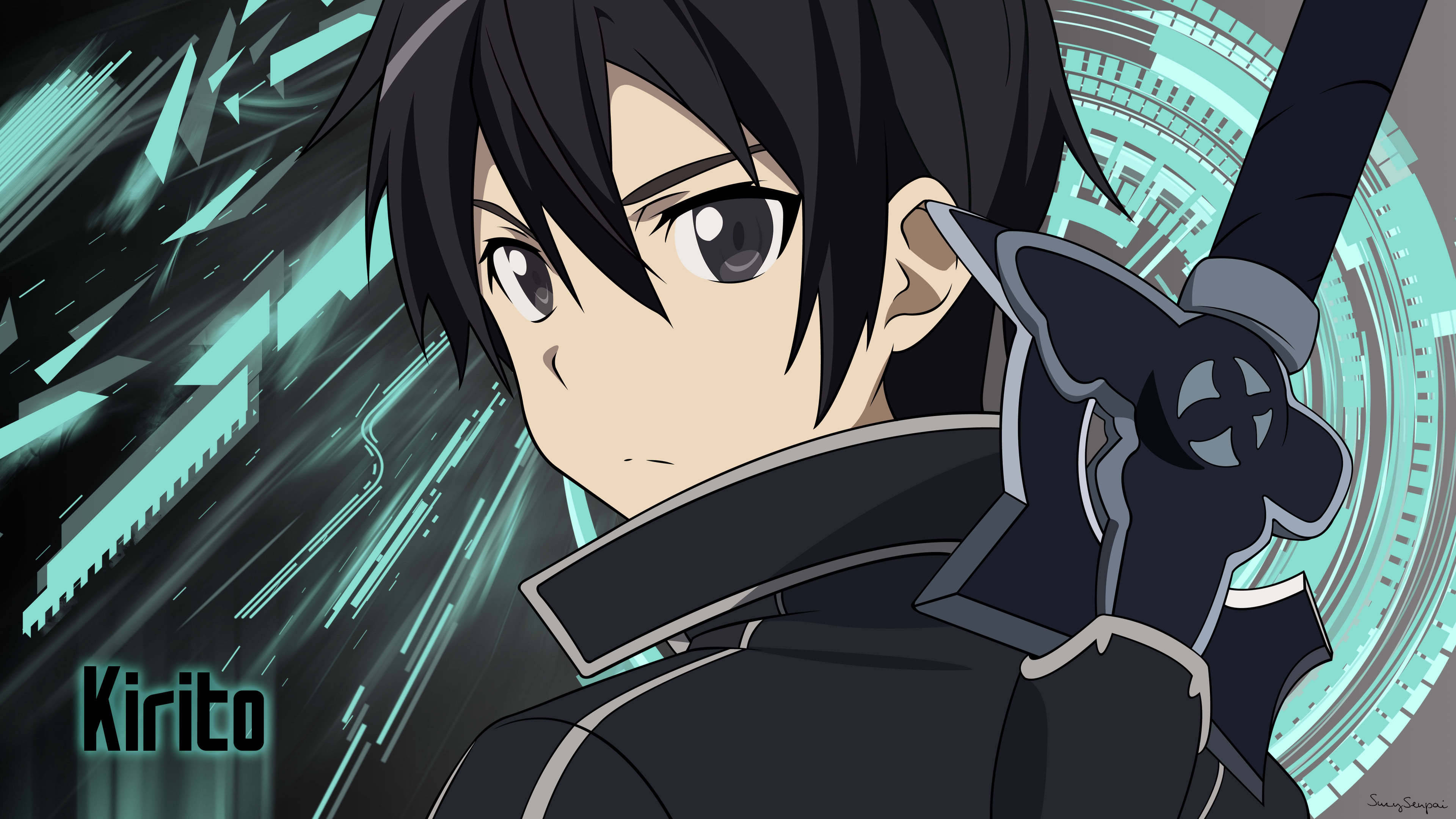 Kirito, black armor, sword, 4K Desktop Wallpaper