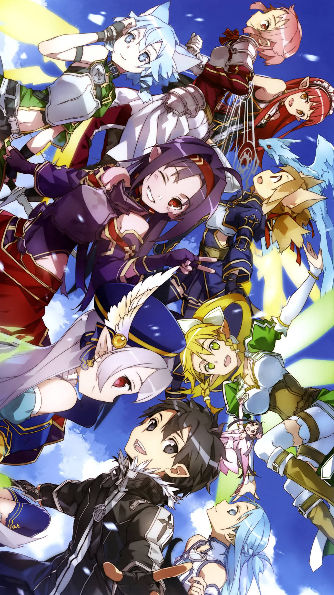 Kirito, anime group, diverse characters, Full HD Phone Wallpaper