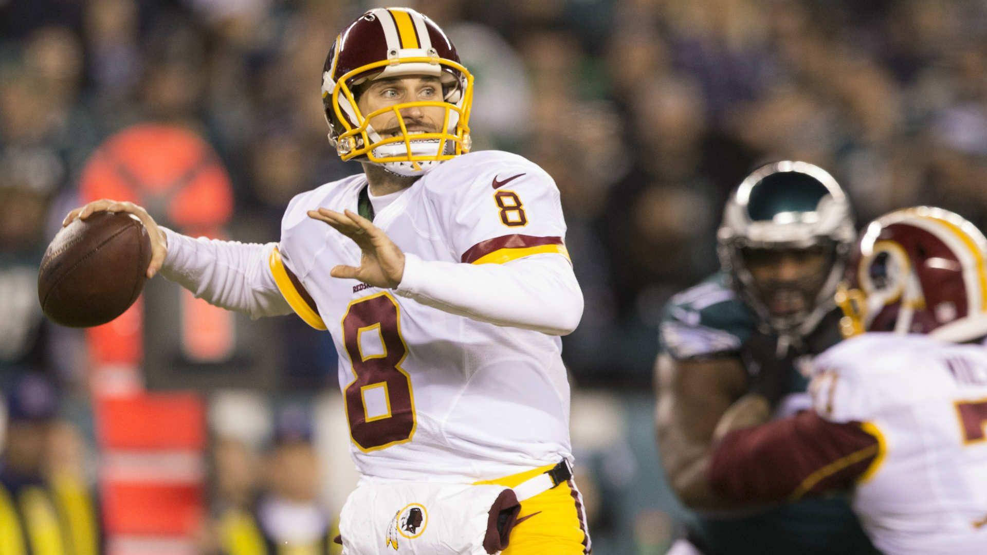 Kirk Cousins, white and burgundy uniform, stadium lights, Full HD Desktop Wallpaper