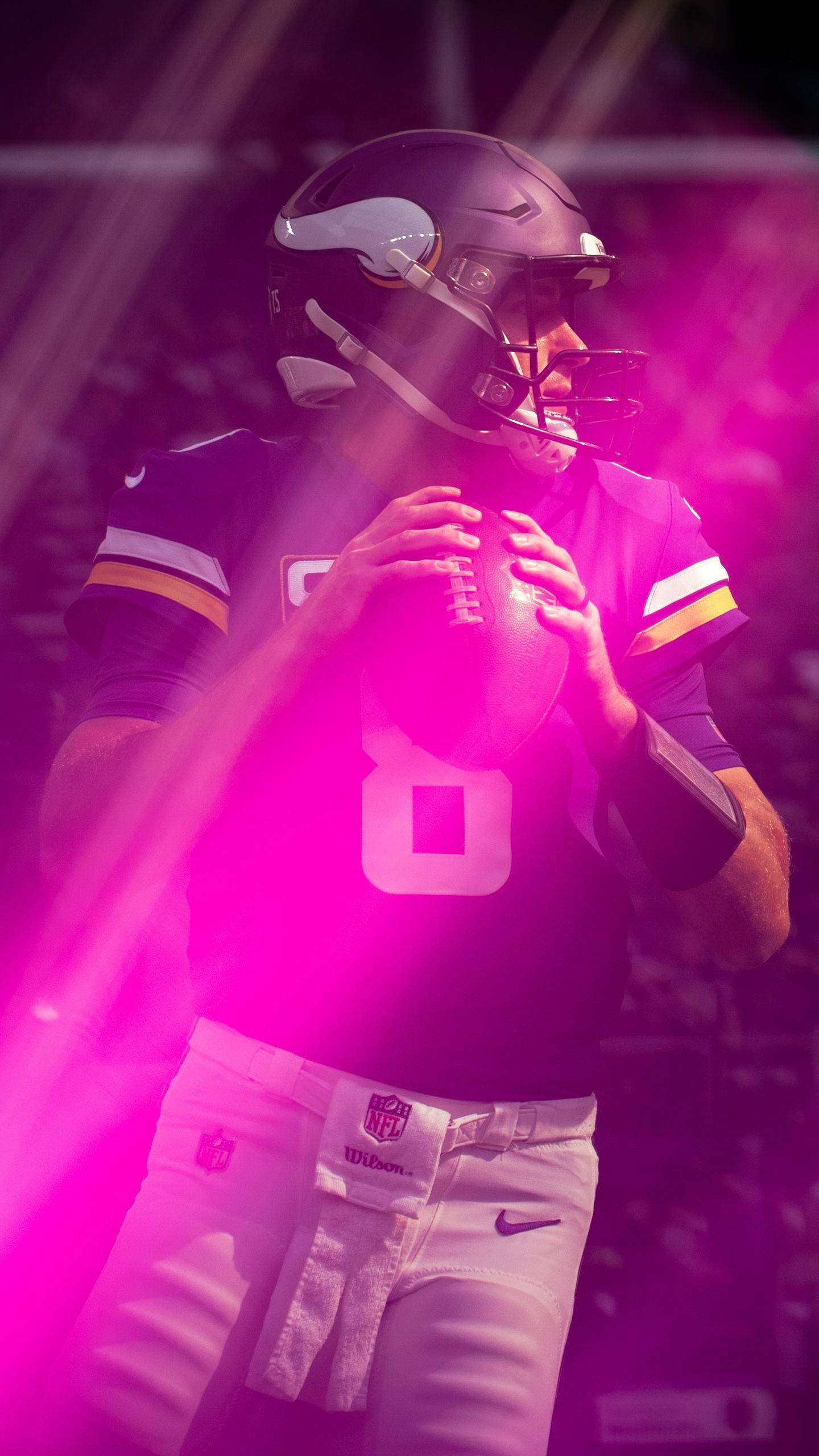 Kirk Cousins, purple helmet, jersey, 2K Phone Wallpaper