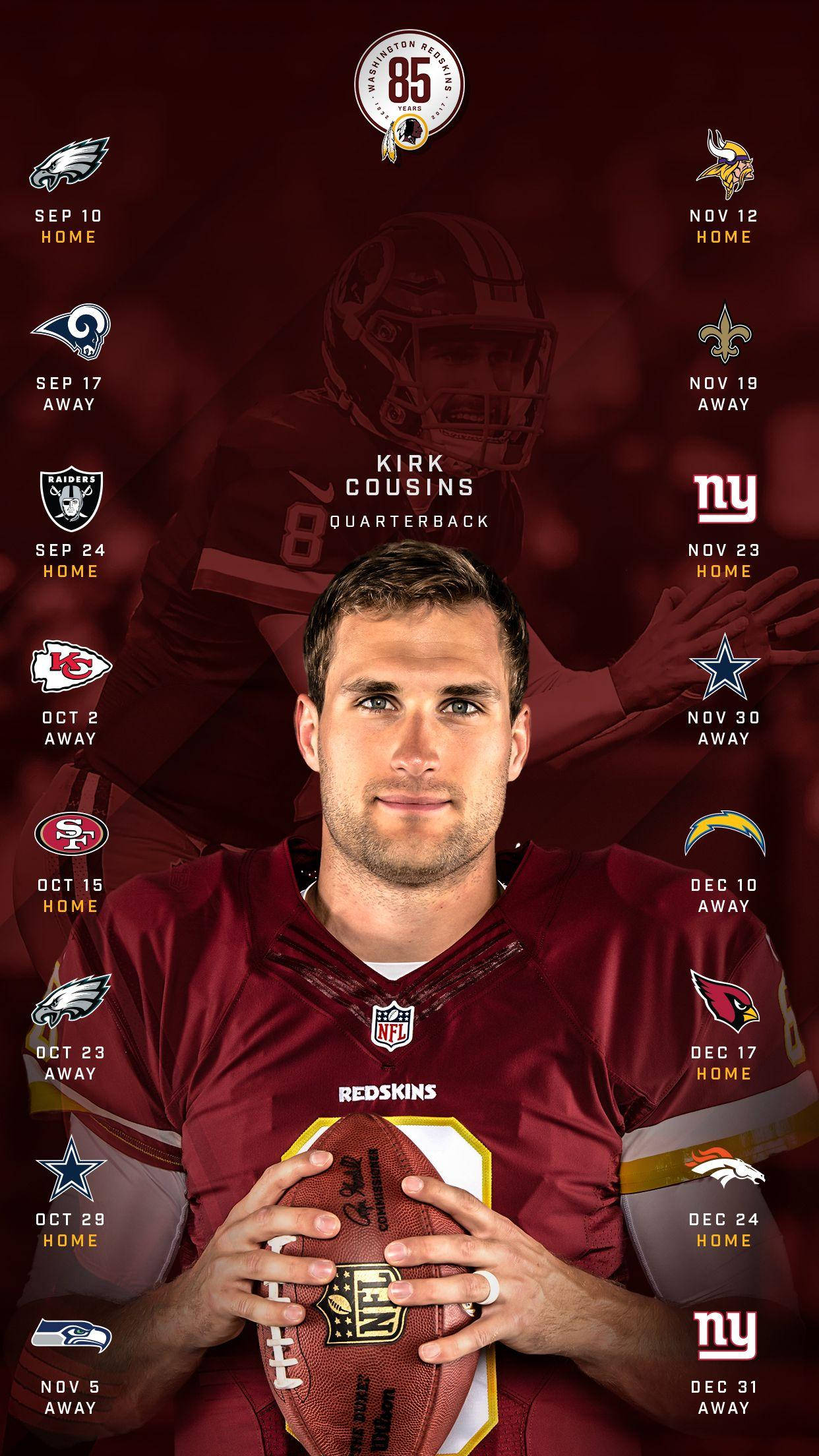 Kirk Cousins, maroon Redskins jersey, football, Full HD Phone Wallpaper