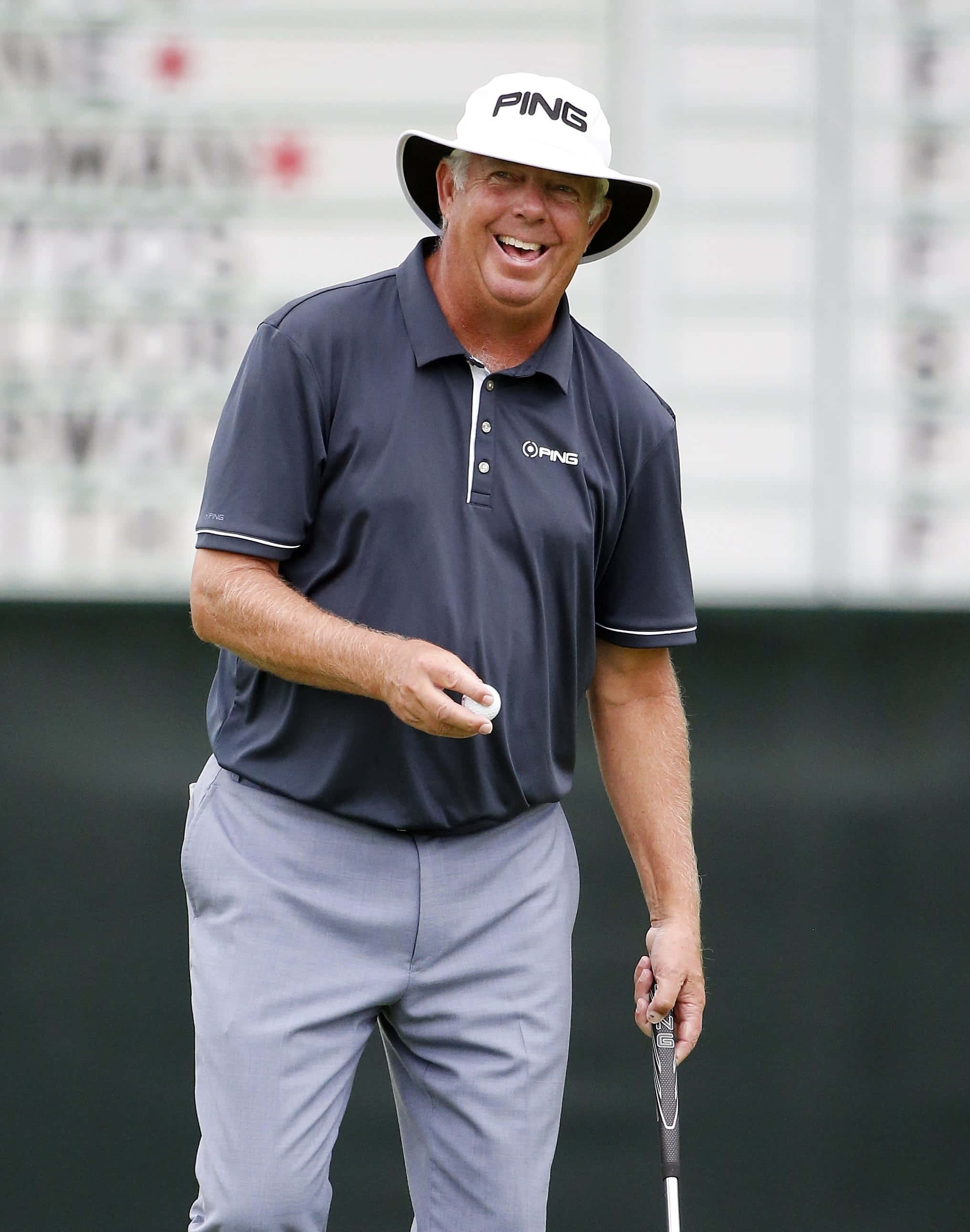 Kirk Triplett, white PING hat, dark polo, 2K Phone Wallpaper