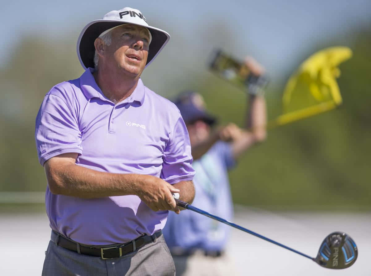 Kirk Triplett, purple polo, white hat, SD Desktop Wallpaper