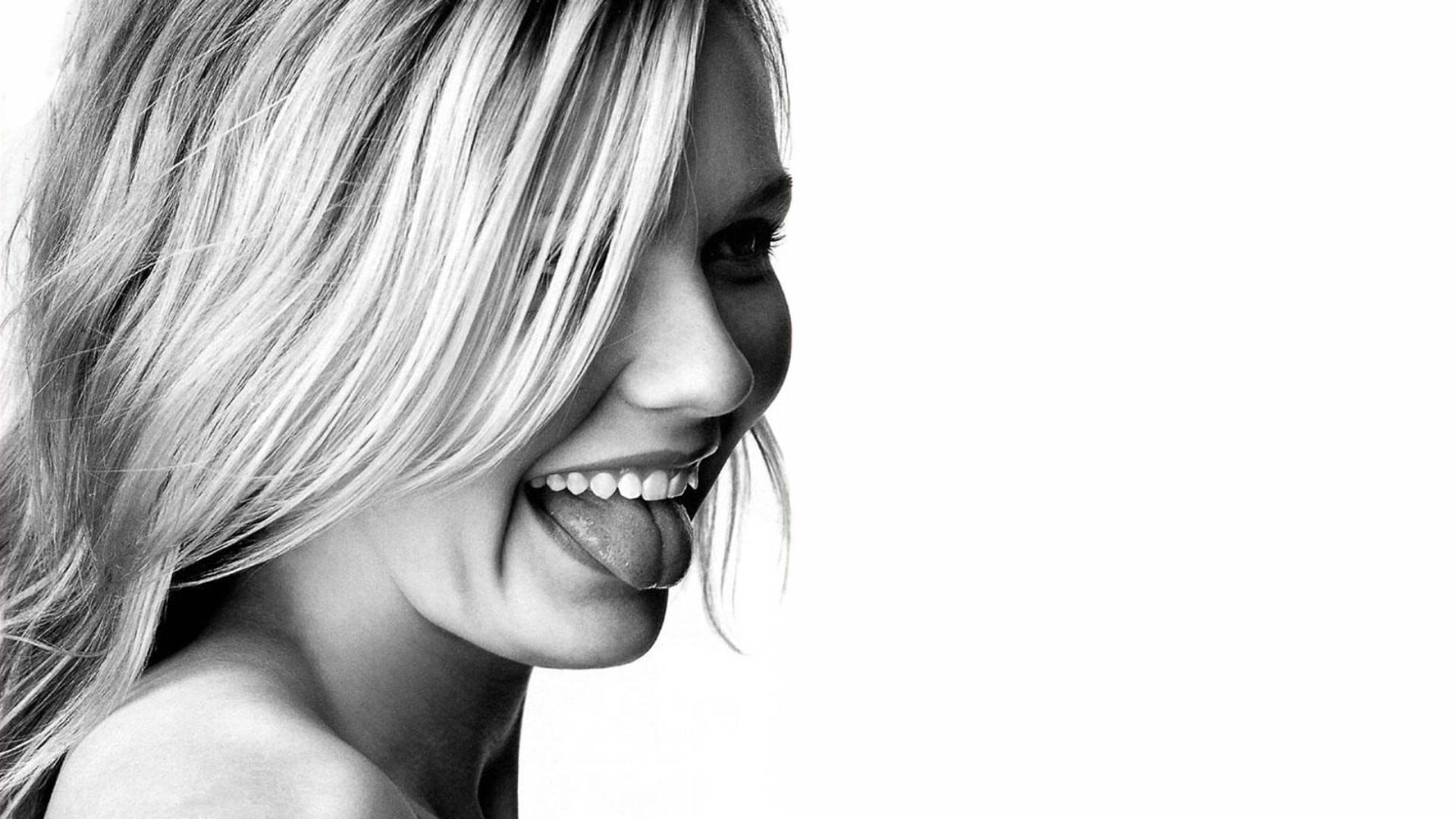 Kirsten Dunst, black and white, close-up, Full HD Desktop Wallpaper
