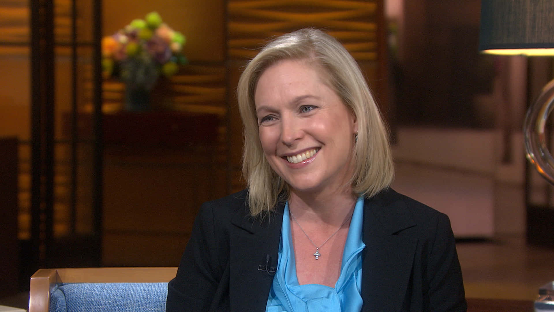 Kirsten Gillibrand, black blazer, blue blouse, Full HD Desktop Wallpaper