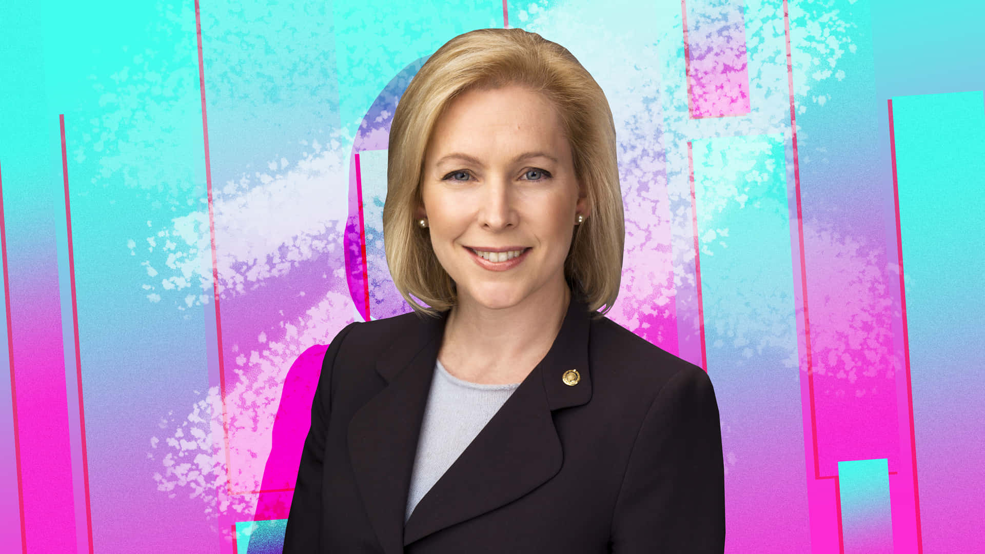 Kirsten Gillibrand, blue purple aesthetic, dark blazer, Full HD Desktop Wallpaper