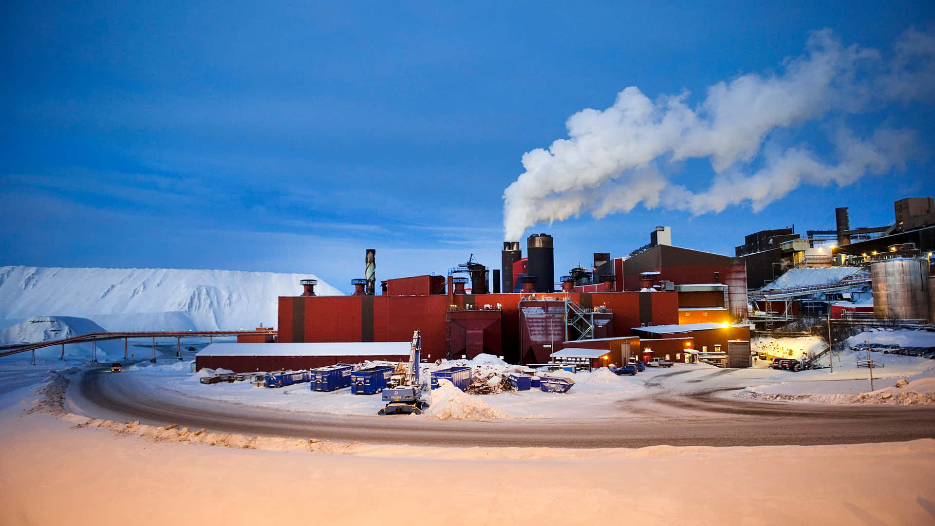Kiruna, industrial facility, winter scene, Full HD Desktop Wallpaper