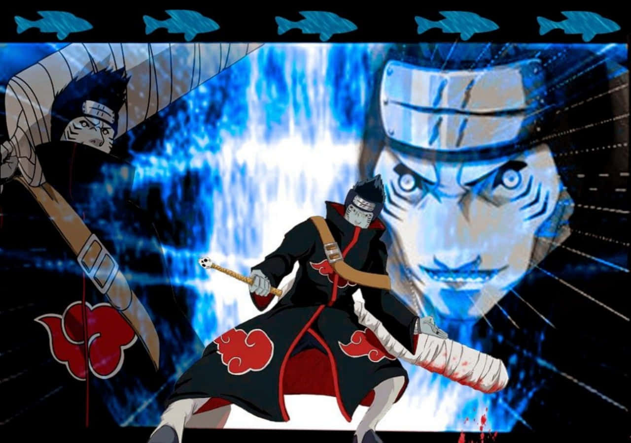Kisame, shark pattern, black and red cloak, HD Desktop Wallpaper