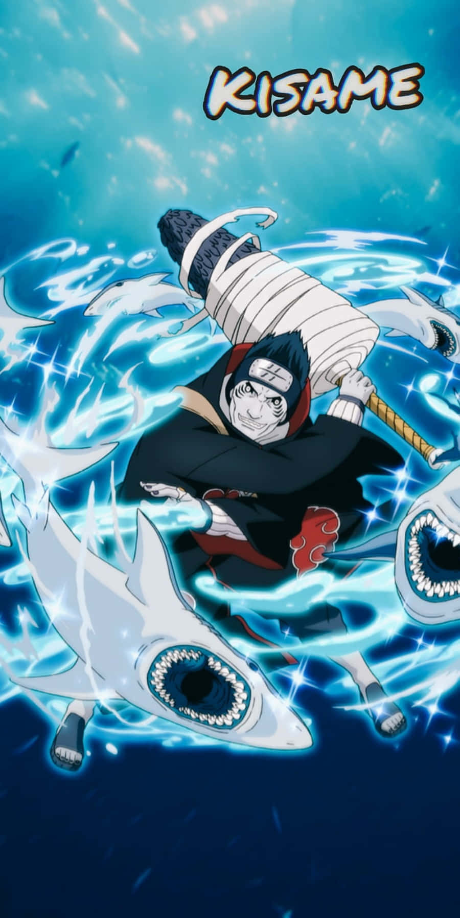 Kisame, shark summons, glowing blue water, HD Phone Wallpaper