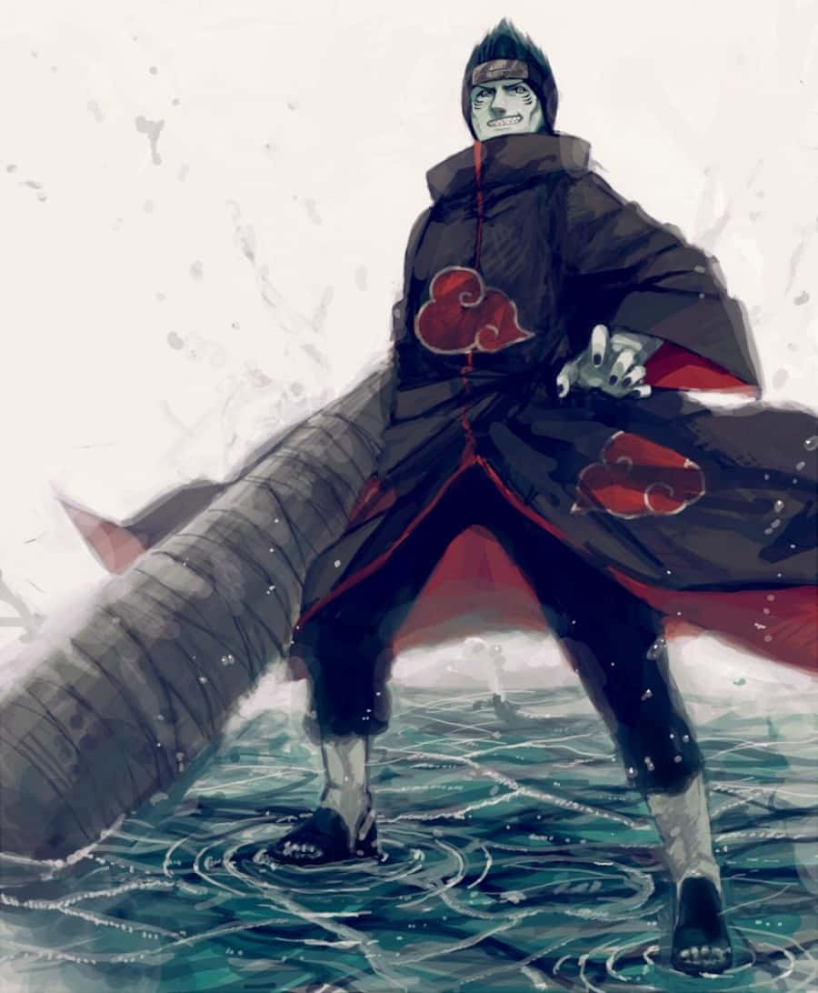 Kisame, black cloak, red clouds, SD Phone Wallpaper