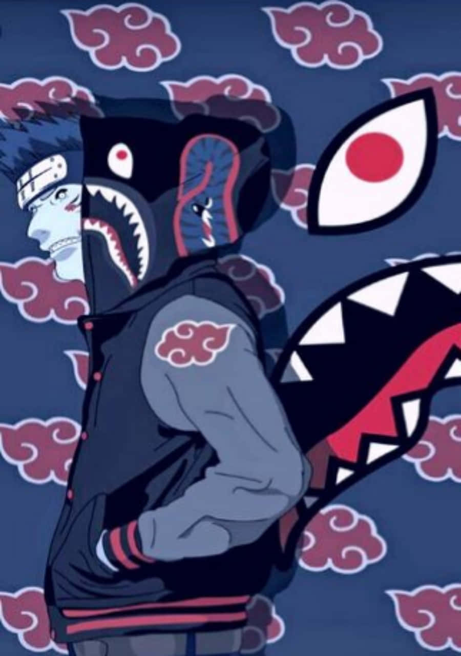 Kisame, shark hoodie, red cloud pattern, HD Phone Wallpaper
