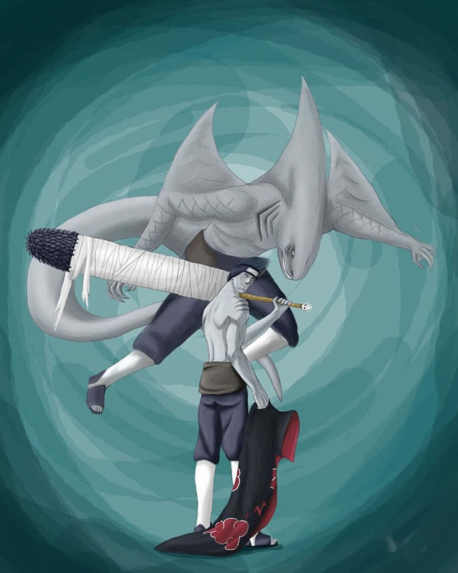 Kisame, shark-like creature, teal vortex, SD Phone Wallpaper