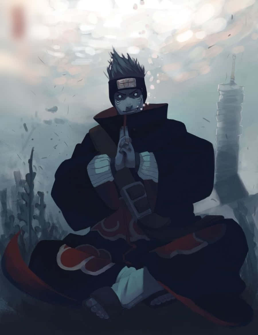 Kisame, black cloak, red clouds, SD Phone Wallpaper