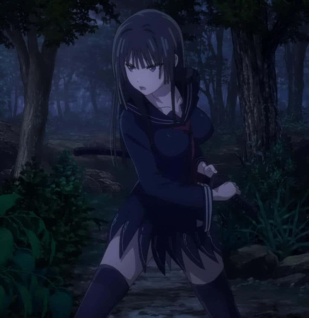 Kisara Tendo, nighttime forest, navy school uniform, SD Phone Wallpaper