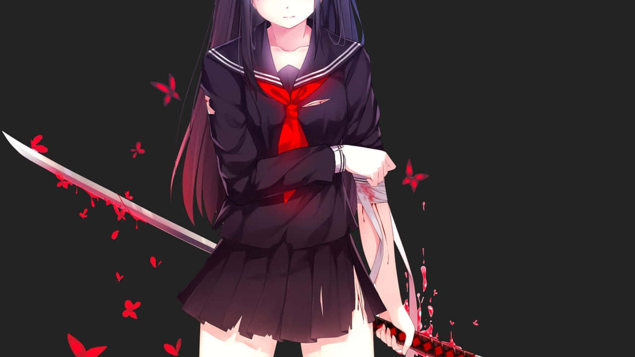Kisara Tendo, anime sword girl, black sailor uniform, HD Desktop Wallpaper