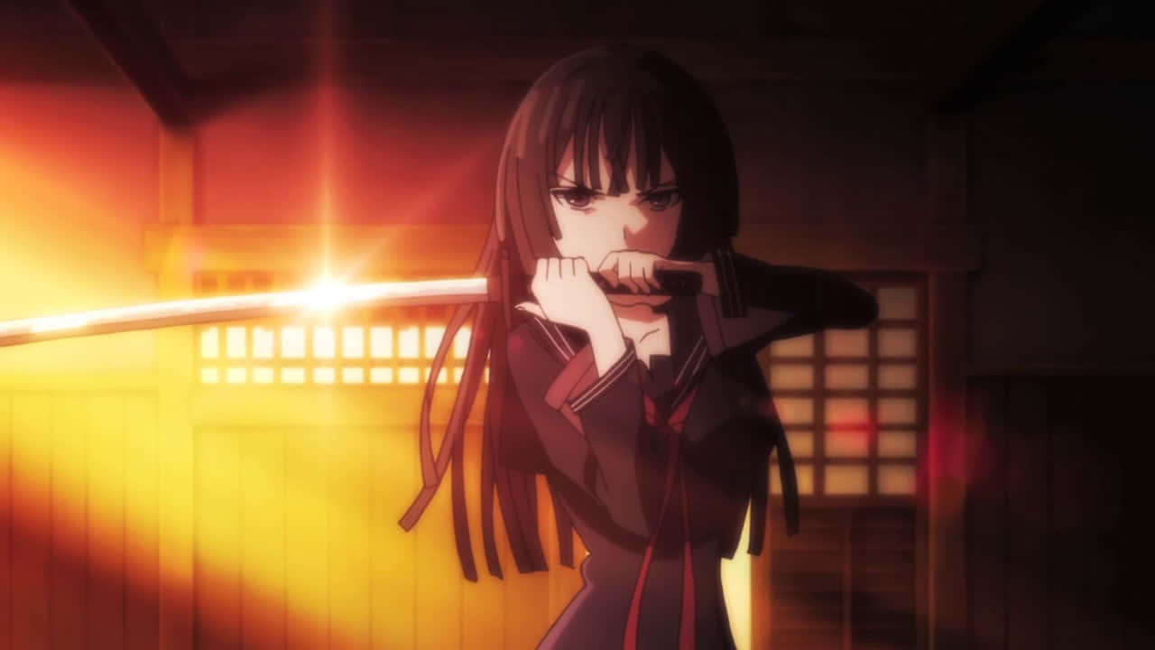 Kisara Tendo, school uniform, glowing katana, HD Desktop Wallpaper