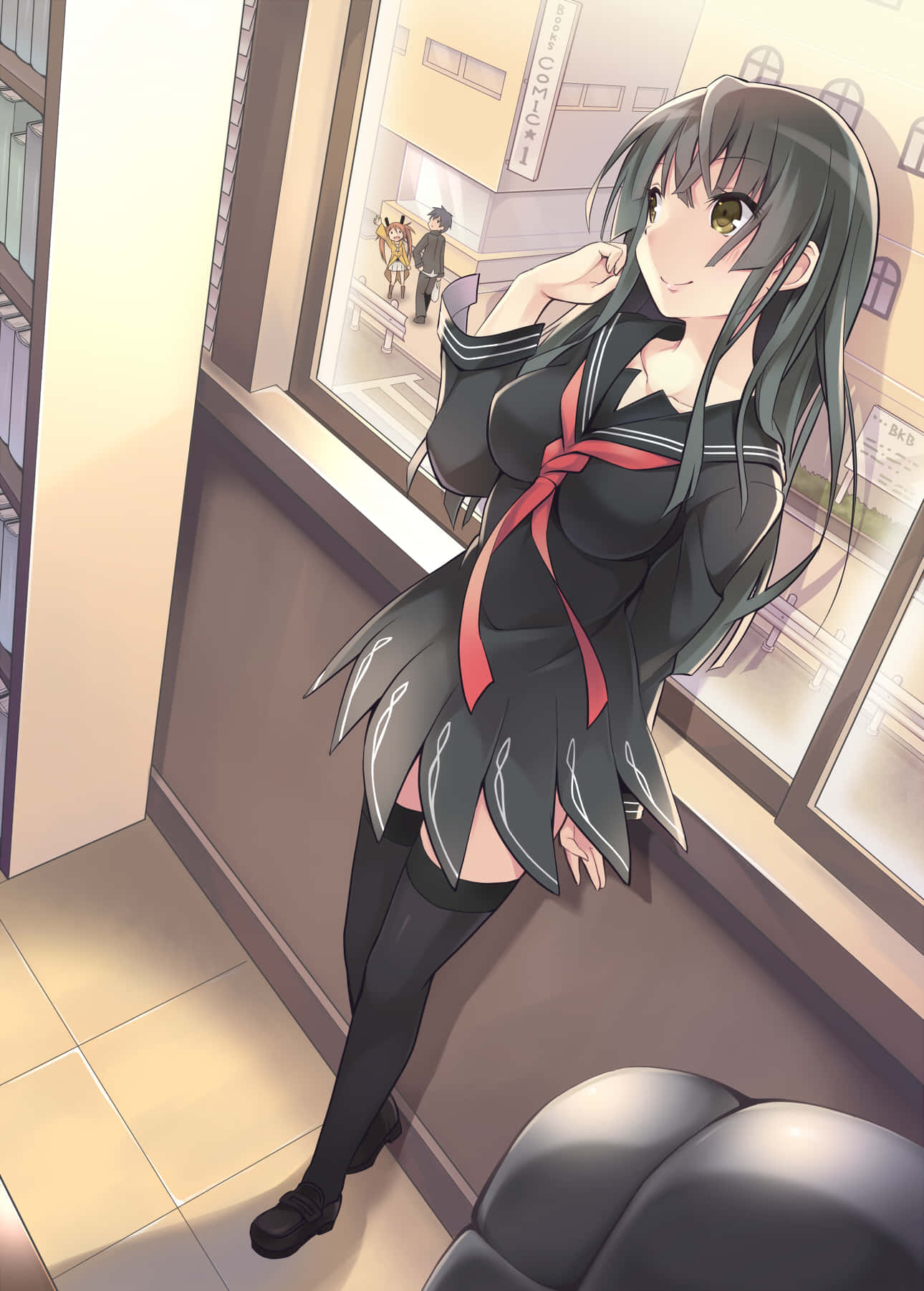 Kisara Tendo, black sailor uniform, red ribbon, HD Phone Wallpaper