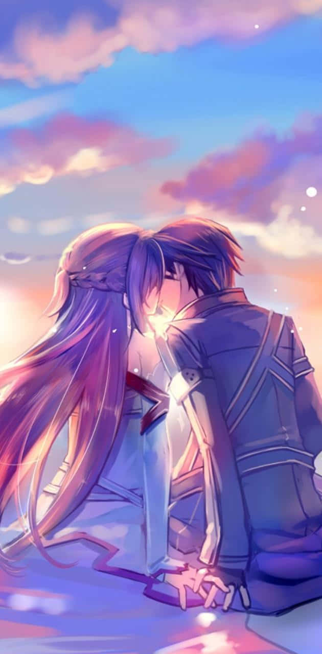 kiss cartoon, 630 x 1280, anime characters, HD Phone Wallpaper