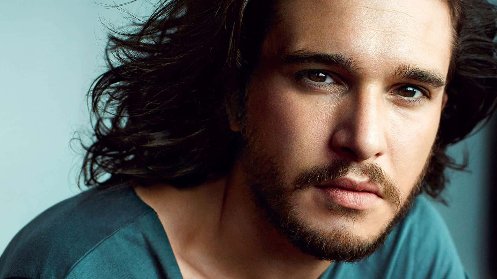 Kit Harington, long dark hair, beard, Full HD Desktop Wallpaper
