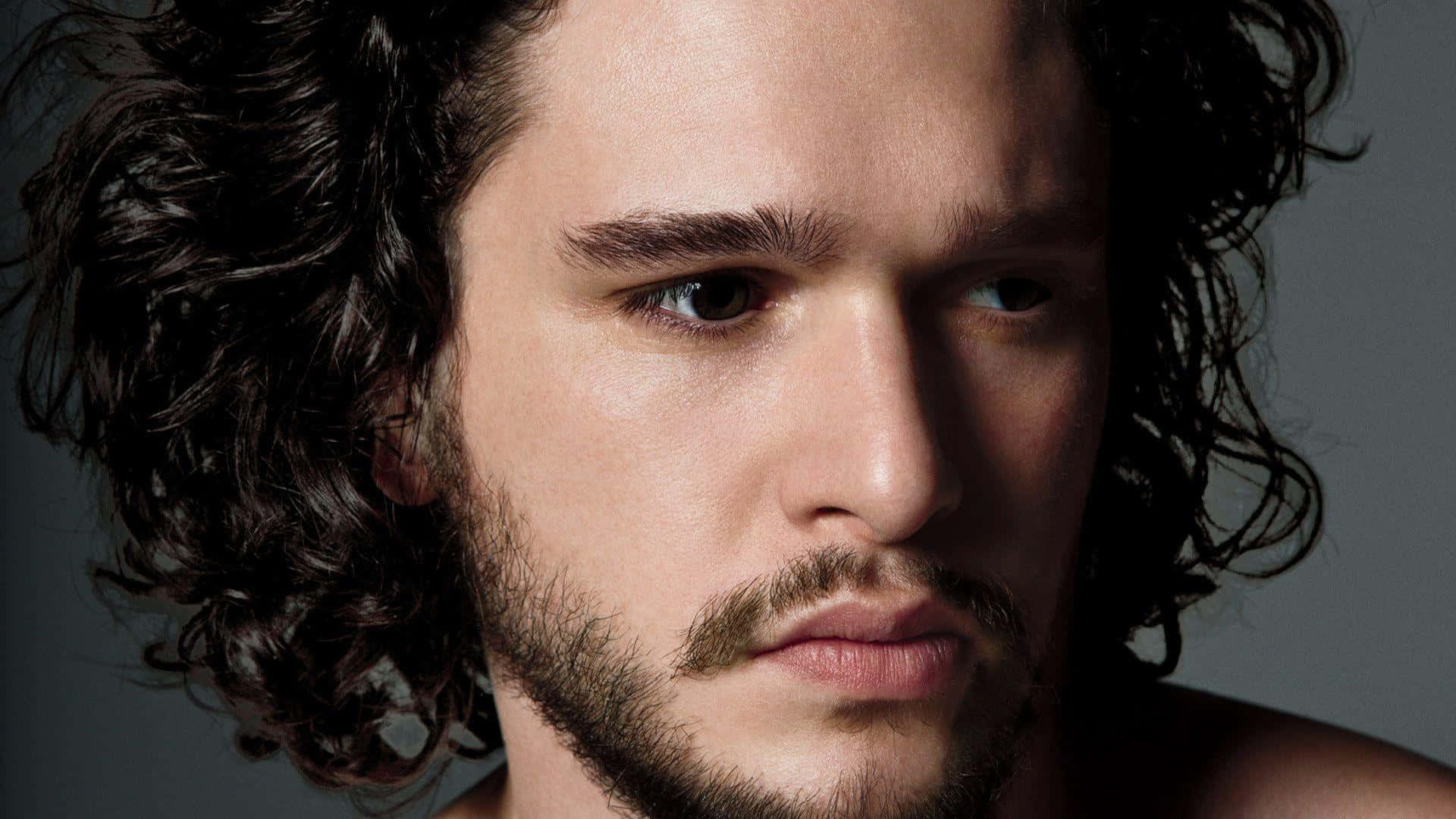 Kit Harington, dark curly hair, beard, Full HD Desktop Wallpaper