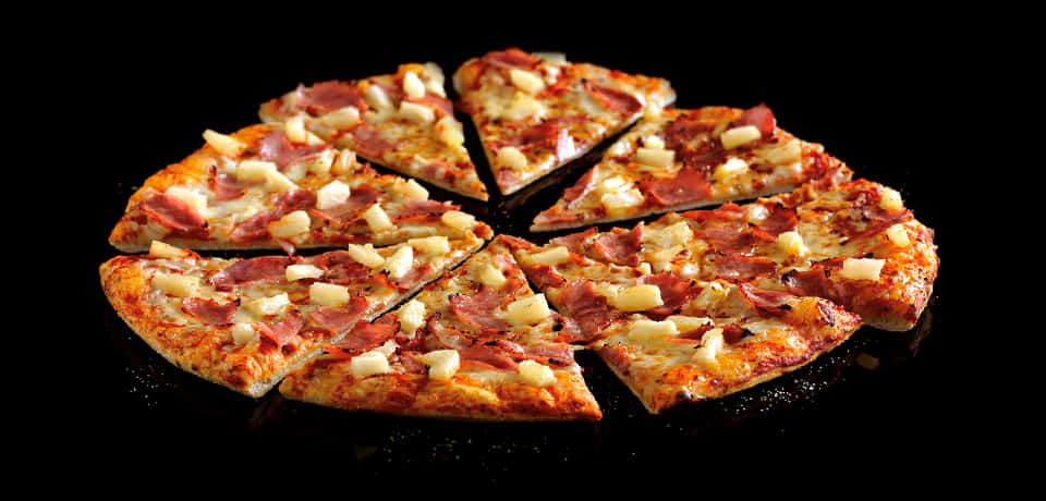 Hawaiian pizza, sliced, ham, SD Desktop Wallpaper