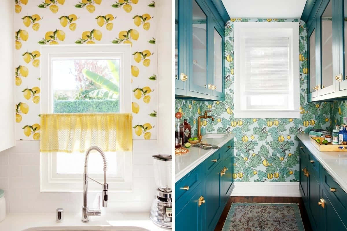 zesty lemon, lemon-patterned wallpaper, kitchen scenes, SD Desktop Wallpaper