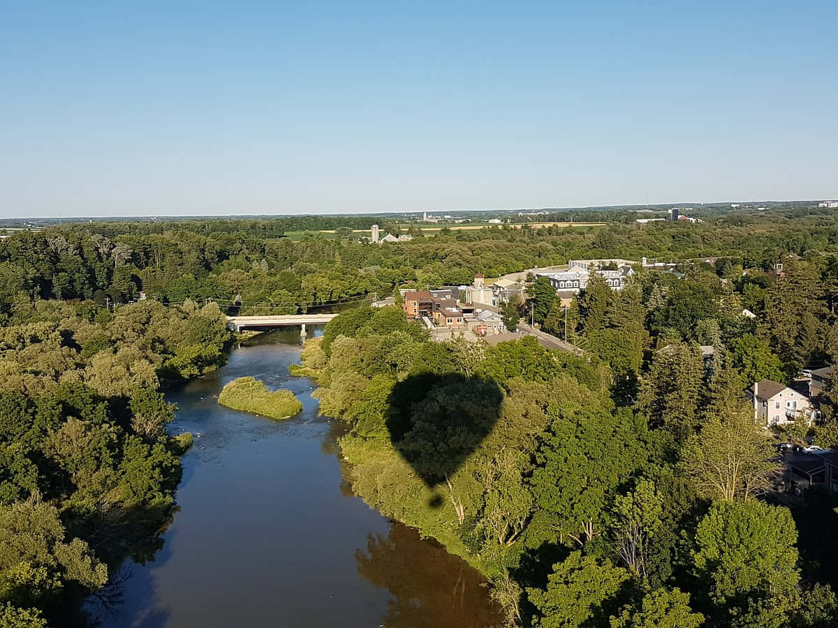 Kitchener, river view, aerial, SD Desktop Wallpaper