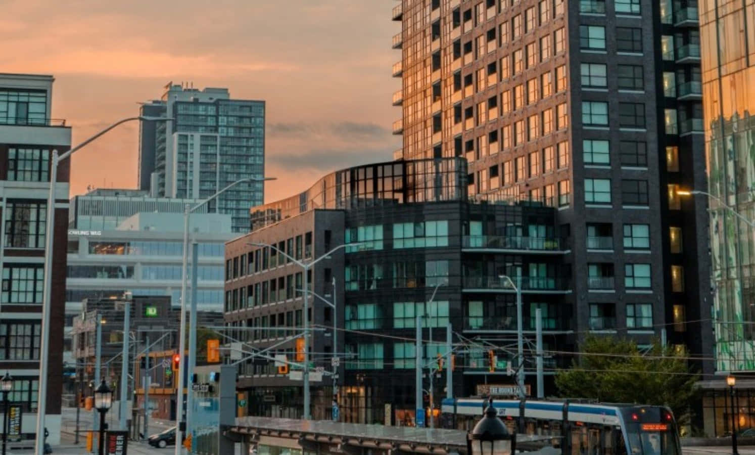 Kitchener, winter sunset, modern cityscape, HD Desktop Wallpaper