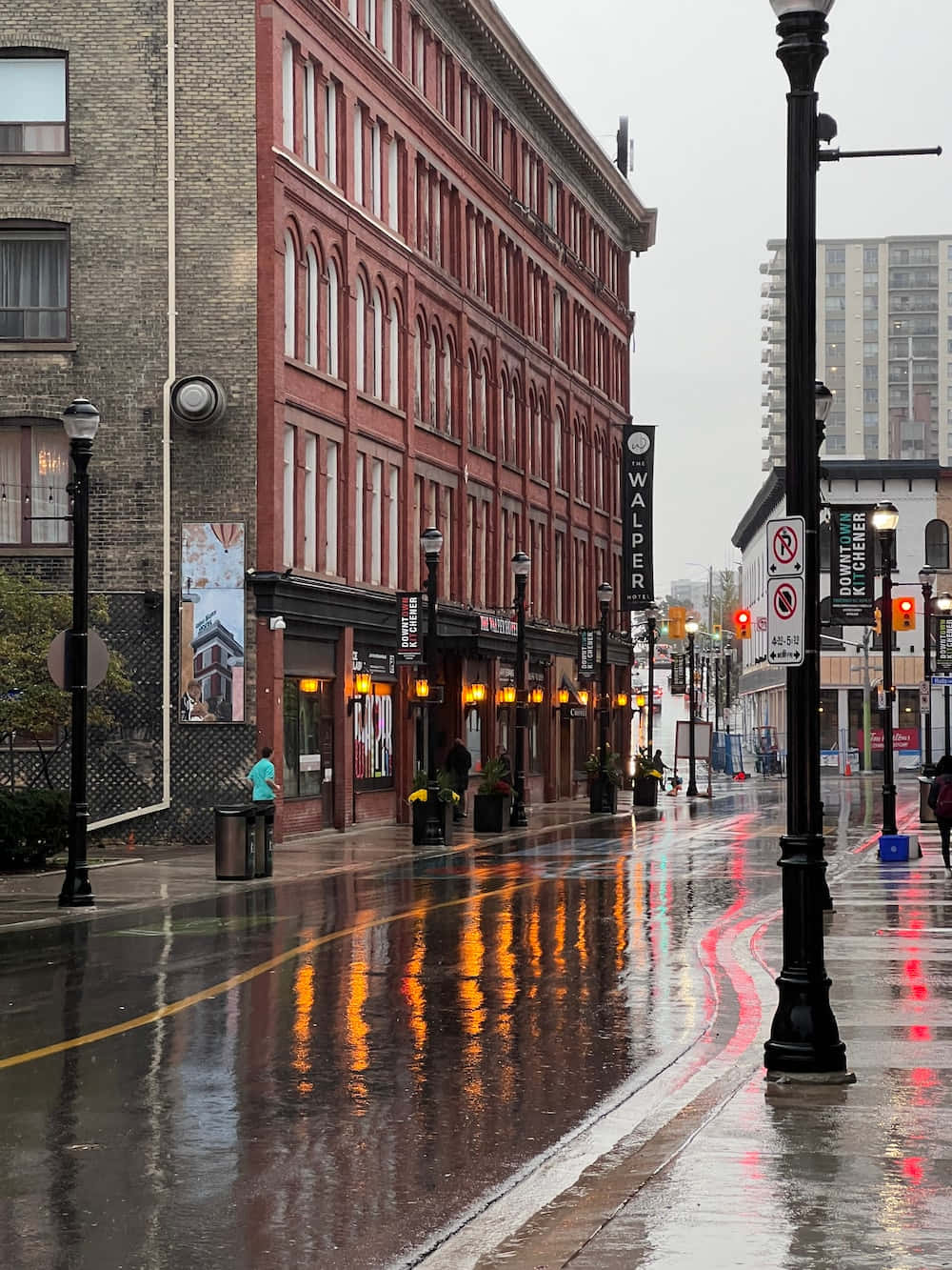 Kitchener, urban street, warm shop lights, HD Phone Wallpaper