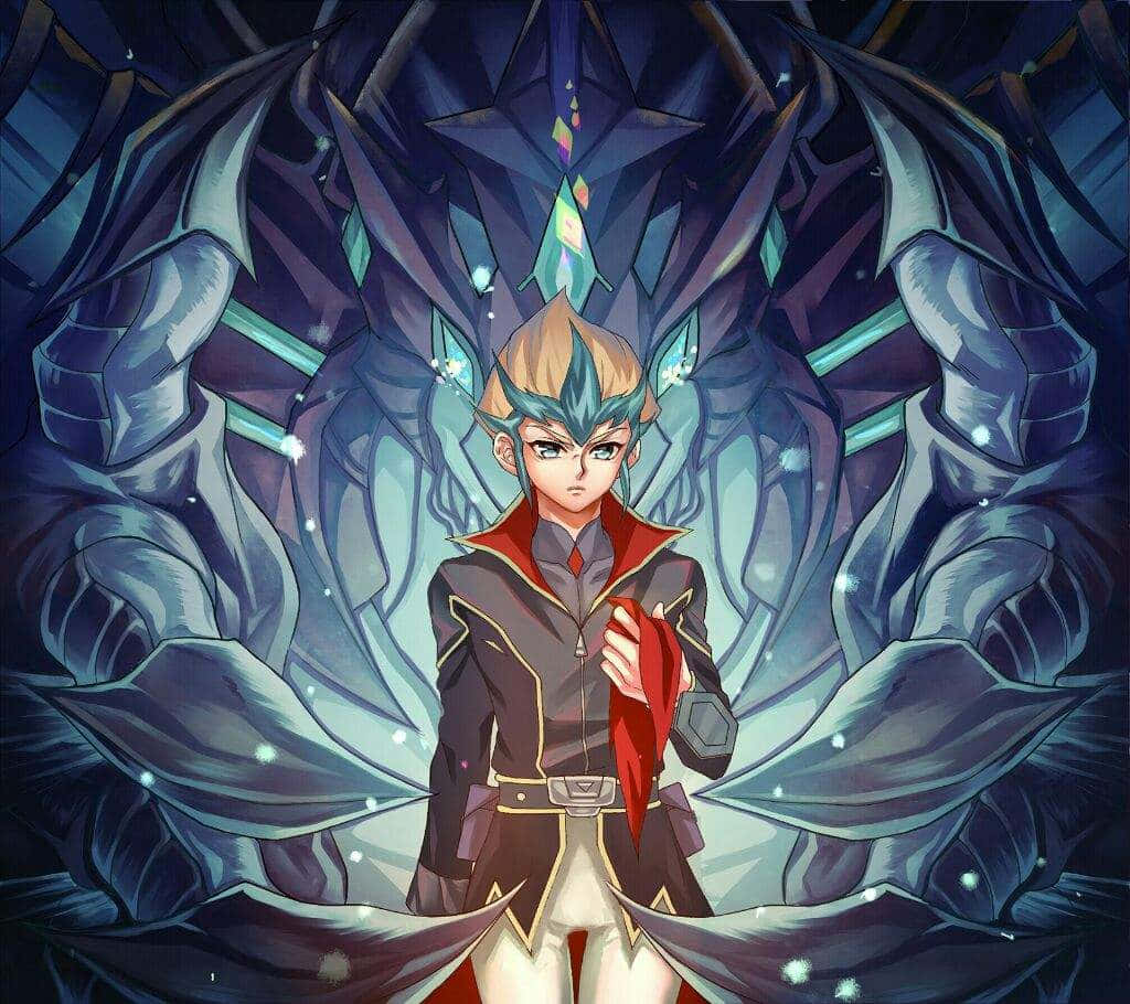 Kite Tenjo, dark jacket, glowing blue crystalline dragon, SD Desktop Wallpaper