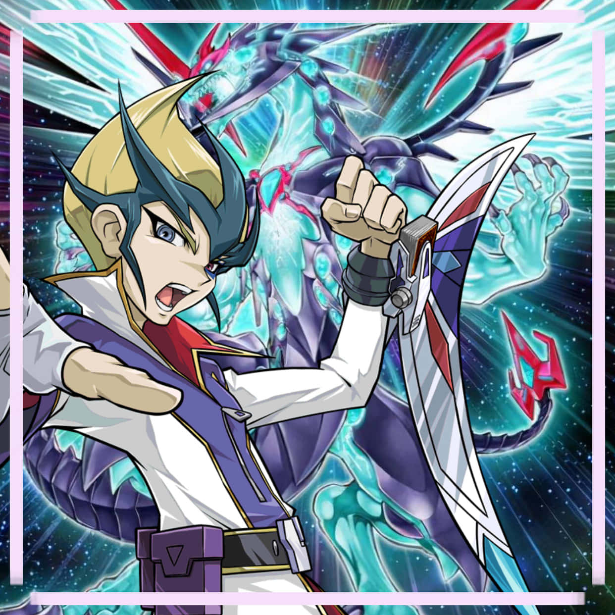 Kite Tenjo, duel disk, glowing dragon, SD Desktop Wallpaper