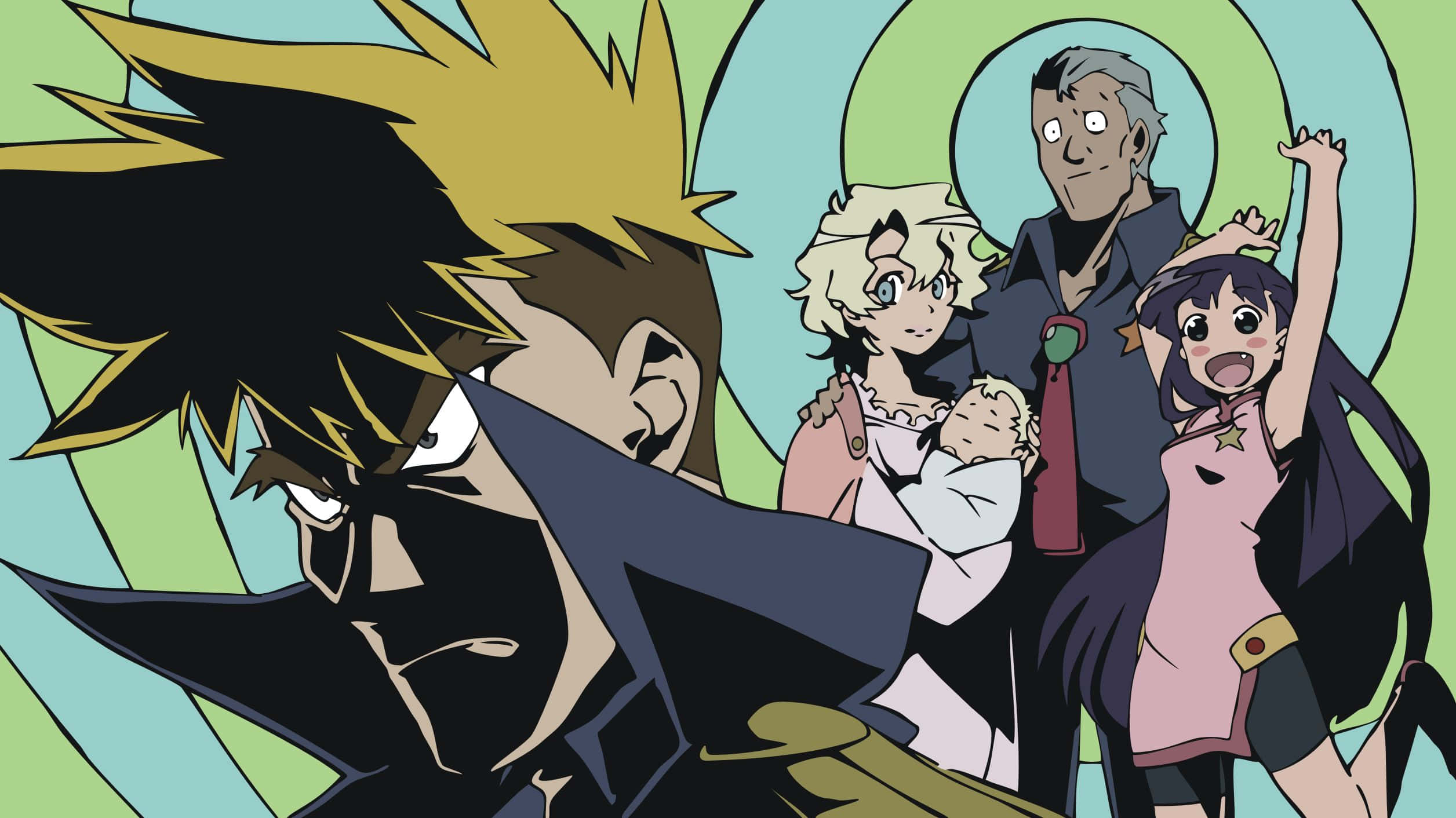 Kittan Bachika, spiky-haired protagonist, family, Full HD Desktop Wallpaper