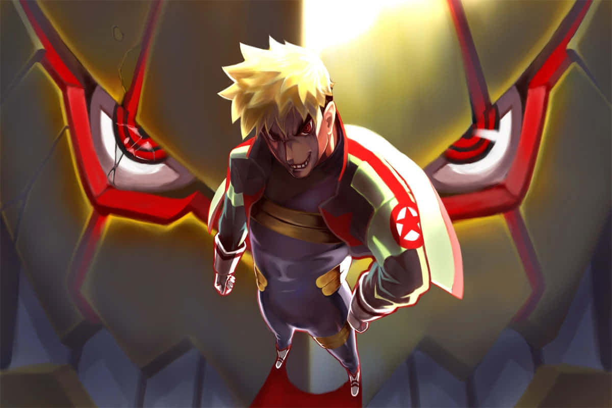 Kittan Bachika, spiky-haired anime warrior, red and green outfit, SD Desktop Wallpaper
