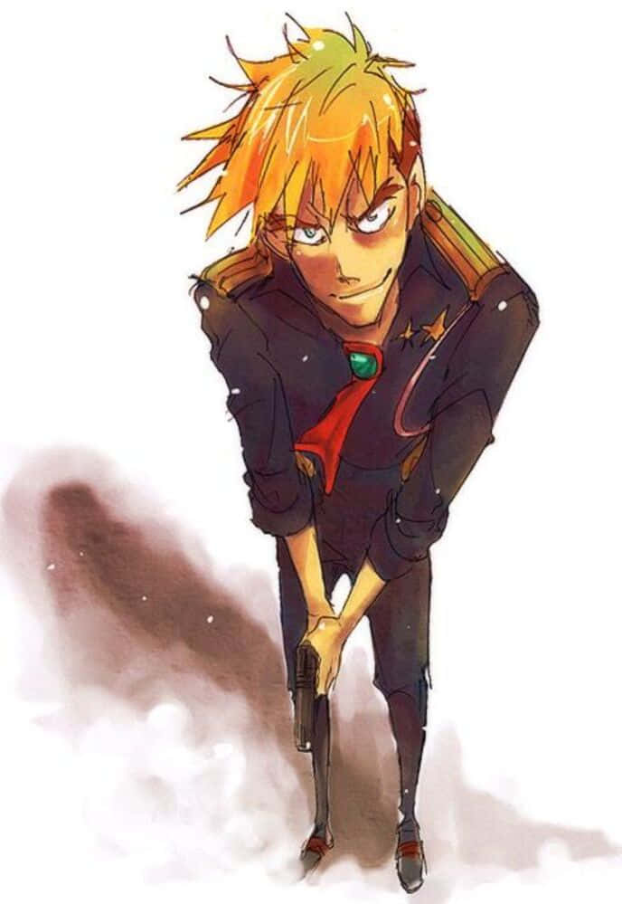 Kittan Bachika, spiky-haired anime boy, dark uniform, SD Phone Wallpaper