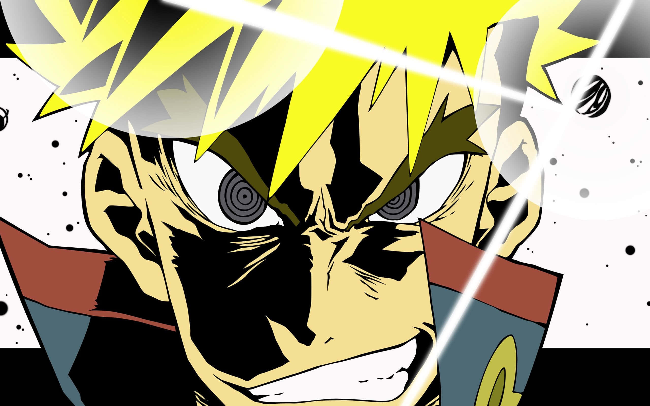 Kittan Bachika, spiky yellow hair, intense eyes, 2K Desktop Wallpaper