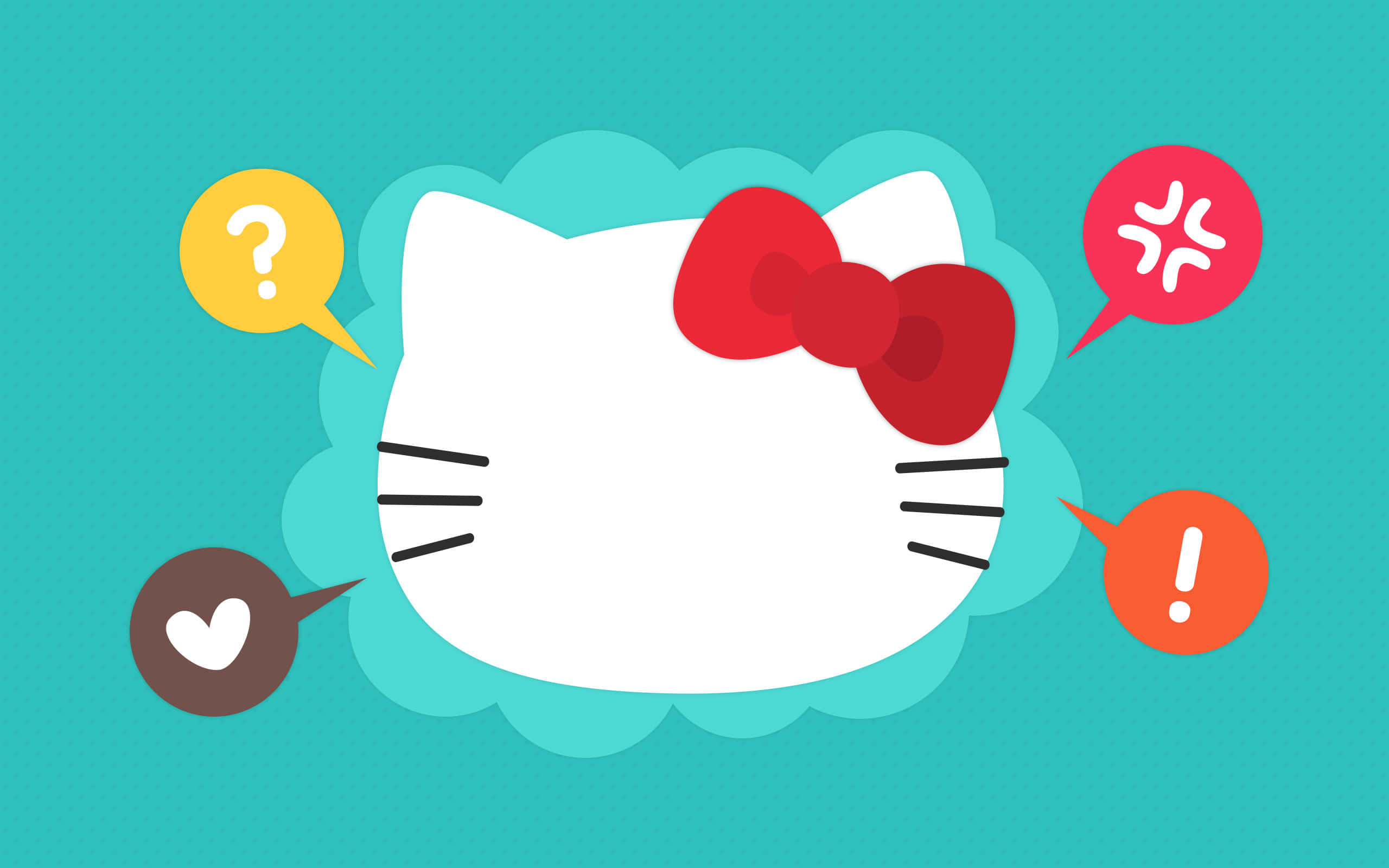 Kitty White, white cat face, red bow, 2K Desktop Wallpaper