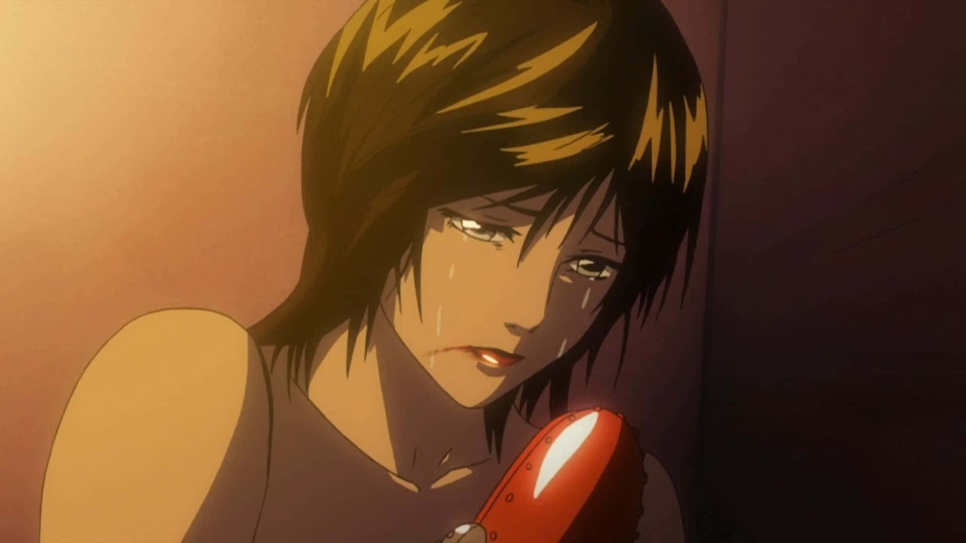 Kiyomi Takada, short dark hair, red object, Full HD Desktop Wallpaper