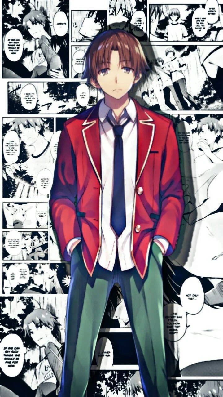 Kiyotaka Ayanokoji, manga strip, red blazer, HD Phone Wallpaper