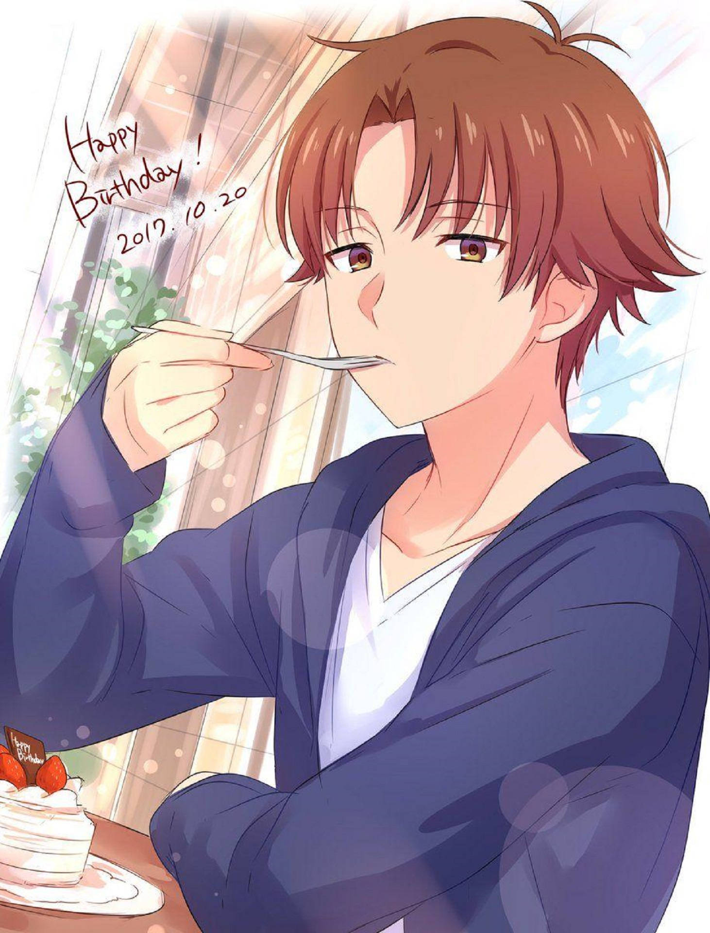 Kiyotaka Ayanokoji, birthday cake, window, Full HD Phone Wallpaper